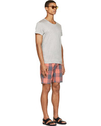 Paul Smith Red Ear Red Navy Hashtag Patchwork Shorts