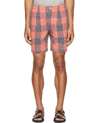 Paul Smith Red Ear Red Navy Hashtag Patchwork Shorts