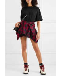 Alexander Wang Tie Front Checked Wool Flannel Shorts