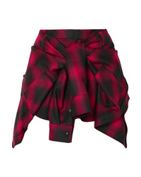 Alexander Wang Tie Front Checked Wool Flannel Shorts