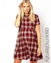 Asos Maternity Smock Dress With Plaid Check With Collar