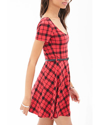 Forever 21 Plaid Fit Flare Dress