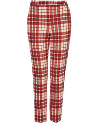 Topshop Cigarette Trousers In Scuba Laundry Check 93% Polyester 7% Elastane Wash With Similar Colours