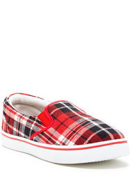 Red Plaid Slip-on Sneakers