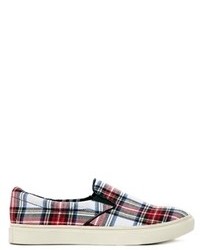 Steve Madden Ecentric Red Plaid Slip On Sneakers Red Plaid