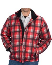 Red Plaid Wool Bomber Jacket