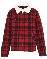 Scotch & Soda Lumberjack Plaid Shirt Jacket With Teddy Lining