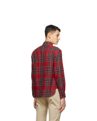 Saint Laurent Red Wool Tartan Shirt