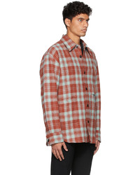 Solid Homme Red Blue Wool Flannel Over Shirt