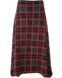 Red Plaid Wool Skirt