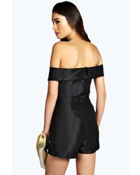 Boohoo Claudia Silky Sweetheart Off The Shoulder Playsuit