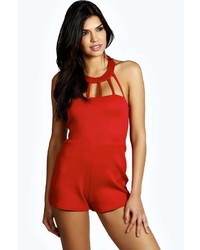 Boohoo Lorie Caged Neck Playsuit