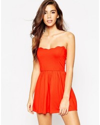 Asos Collection Bandeau Romper With Scallop Edge