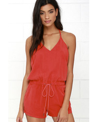Blank NYC Ladder Washed Red Romper