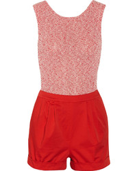 Alice + Olivia Lulue Boucl And Stretch Woven Playsuit