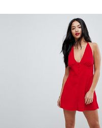 Asos Petite Playsuit With Button Front Detail