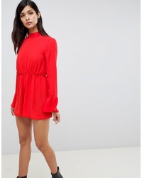 ASOS DESIGN Playsuit With Frill Hem And Tie Back