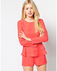 Max C Romper With Long Sleeves And Frill Peplum