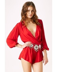 Blue Life Sweetheart Romper In V Day Red