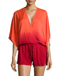Young Fabulous And Broke Maddie Ombre Wrap Romper Redorange