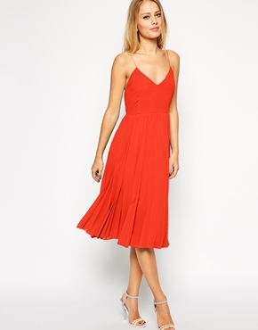 cami pleated midi dress