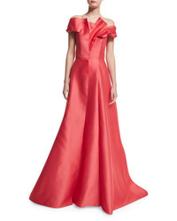 Carolina Herrera Off The Shoulder Pleated Ball Gown Cayenne