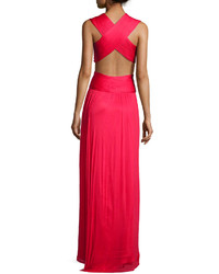 Catherine Deane Sylver Crisscross Cutout Gown Lipstick Red