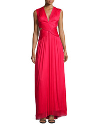Catherine Deane Sylver Crisscross Cutout Gown Lipstick Red