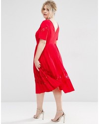 Asos Curve Curve Premium Pleated Midi Dress With Lace Inserts