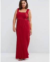 Asos Curve Curve Maxi Dress In Crepe With Pleated Skirt
