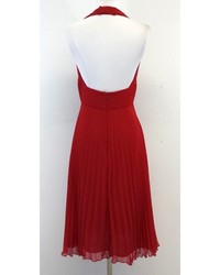 ABS by Allen Schwartz Abs Red Halter Pleated Dress Midi Dress