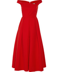 Preen by Thornton Bregazzi Finella Pleated Stretch Crepe Midi Dress Red
