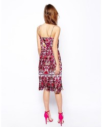 Asos Midi Skater Dress In Paisley Print With Pleated Skirt