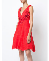 Marchesa Notte Pleated Cocktail Dress
