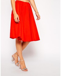 Asos Collection Midi Skirt In Ponte With Bold Pleats