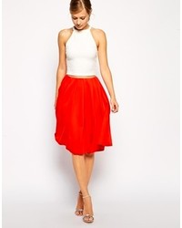Asos Collection Midi Skirt In Ponte With Bold Pleats