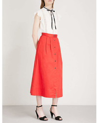Maje Jupalo Cotton Midi Skirt