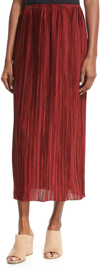 The Row Juri Pleated Silk Midi Skirt Dark Red 2 290 Neiman