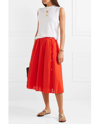 Alex Mill Pleated Cotton Voile Midi Skirt