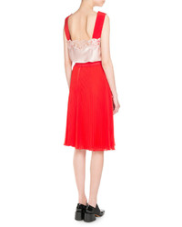 Givenchy Pleated Georgette Midi Skirt Red
