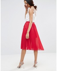 Asos Pleated Midi Skirt With Wrap Front Detail