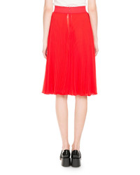 Givenchy Pliss Elastic Waist Midi Skirt Red