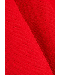 Victoria Beckham Ribbed Pointelle Knit Skirt Tomato Red