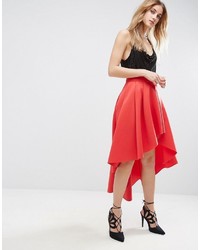Asos Scuba Midi Prom Skirt With Asymmetric High Low Hem