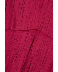 Lemaire Pleated Satin Midi Dress Crimson