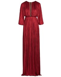 Maria Lucia Hohan Ambra Long Sleeved Silk Tulle Pleated Gown