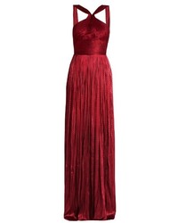 Maria Lucia Hohan Scarlet Silk Tulle Pleated Gown