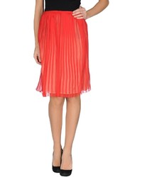 Red Pleated Silk Skirt