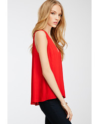 Forever 21 Pleated Chiffon V Neck Top