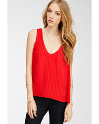 Forever 21 Pleated Chiffon V Neck Top